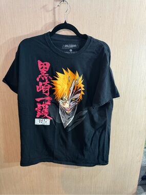 Bleach Ichigo Graphic Black T-Shirt - Anime Streetwear Size Large